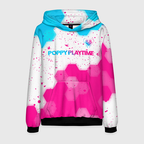 Мужская толстовка Poppy Playtime neon gradient style: символ сверху / 3D-Черный – фото 1