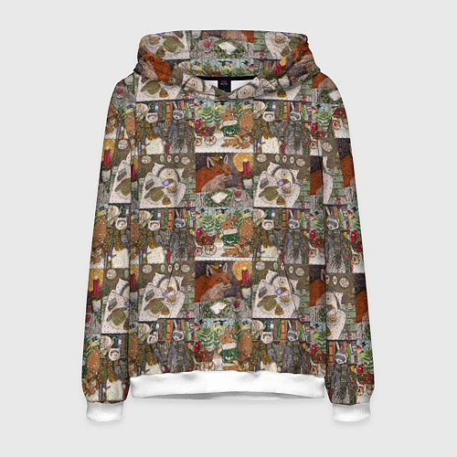 Мужская толстовка Милые иллюстрации коллаж / 3D-Белый – фото 1