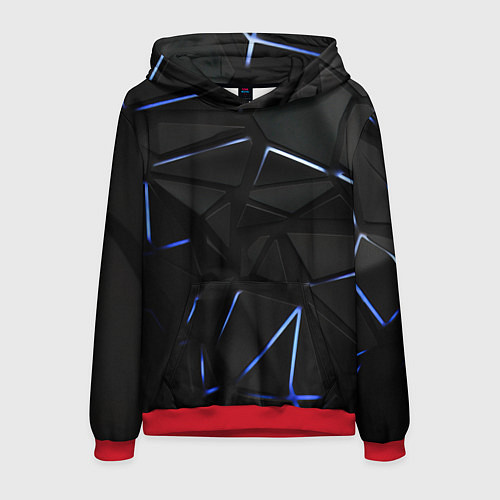Мужская толстовка Black texture neon line / 3D-Красный – фото 1