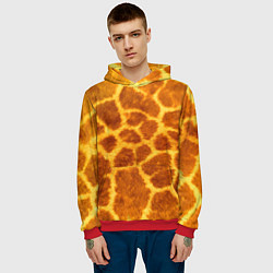 Толстовка-худи мужская Шкура жирафа - текстура, цвет: 3D-красный — фото 2