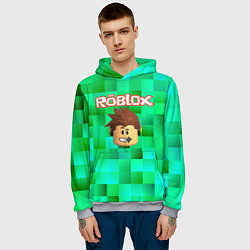 Толстовка-худи мужская Roblox head на пиксельном фоне, цвет: 3D-меланж — фото 2