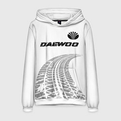 Толстовка-худи мужская Daewoo speed на светлом фоне со следами шин: симво, цвет: 3D-белый