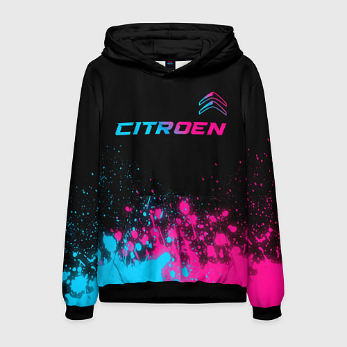 Мужская толстовка Citroen - neon gradient: символ сверху / 3D-Черный – фото 1