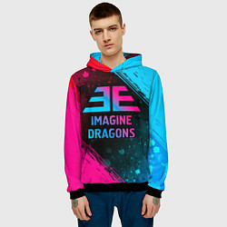 Толстовка-худи мужская Imagine Dragons - neon gradient, цвет: 3D-черный — фото 2
