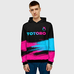 Толстовка-худи мужская Totoro - neon gradient: символ сверху, цвет: 3D-черный — фото 2