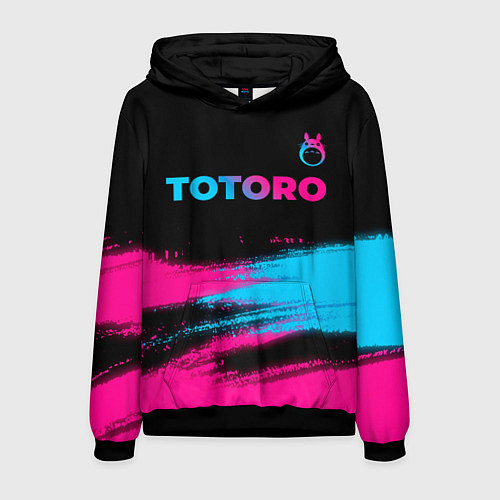 Мужская толстовка Totoro - neon gradient: символ сверху / 3D-Черный – фото 1