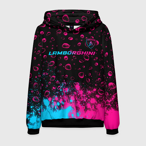 Мужская толстовка Lamborghini - neon gradient: символ сверху / 3D-Черный – фото 1
