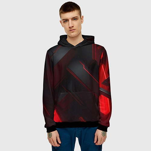 Мужская толстовка Красная бесконечность / 3D-Черный – фото 3