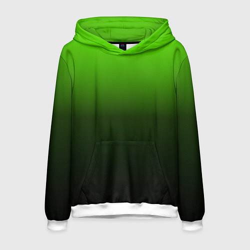 Мужская толстовка Градиент ядовитый зеленый - черный / 3D-Белый – фото 1