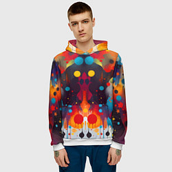 Толстовка-худи мужская Mirrow colorful blots - abstraction - vogue, цвет: 3D-белый — фото 2