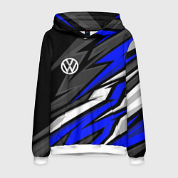 Толстовка-худи мужская Volkswagen - Синяя абстракция, цвет: 3D-белый