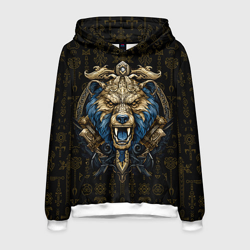 Мужская толстовка Языческий скандинавский медведь / 3D-Белый – фото 1