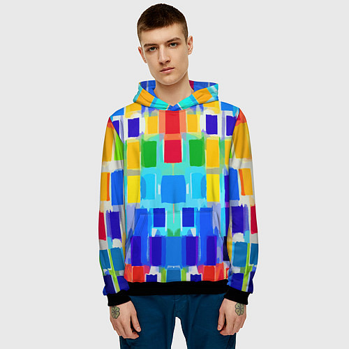 Мужская толстовка Colorful strips - pop art - vogue / 3D-Черный – фото 3