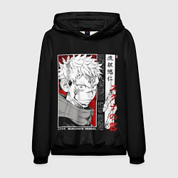 Толстовка-худи мужская Итадори юджи - Магическая битва, цвет: 3D-черный