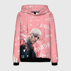 Толстовка-худи мужская Lil Peep тату розовый, цвет: 3D-черный