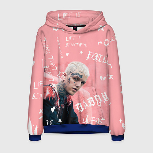 Мужская толстовка Lil Peep тату розовый / 3D-Синий – фото 1