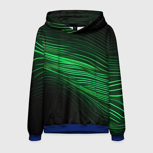 Мужская толстовка Green neon lines / 3D-Синий – фото 1