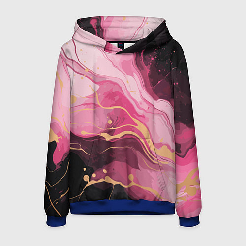 Мужская толстовка Абстрактный черно-розовый мраморный узор / 3D-Синий – фото 1