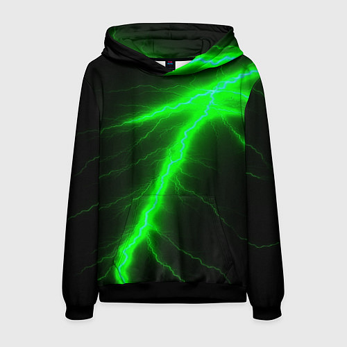 Мужская толстовка Зеленый разряд молнии / 3D-Черный – фото 1