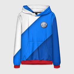 Толстовка-худи мужская Volkswagen - голубые линии, цвет: 3D-красный