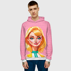 Толстовка-худи мужская Нейросеть - Барби аниме, цвет: 3D-белый — фото 2
