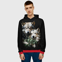 Толстовка-худи мужская Волчица с маленьким волчонком, цвет: 3D-красный — фото 2