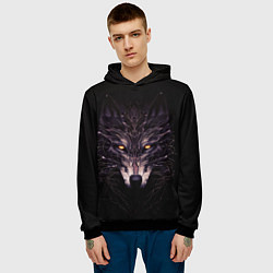 Толстовка-худи мужская Волк в кромешной темноте, цвет: 3D-черный — фото 2