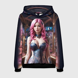 Толстовка-худи мужская Красивая татуированная аниме девушка, цвет: 3D-черный