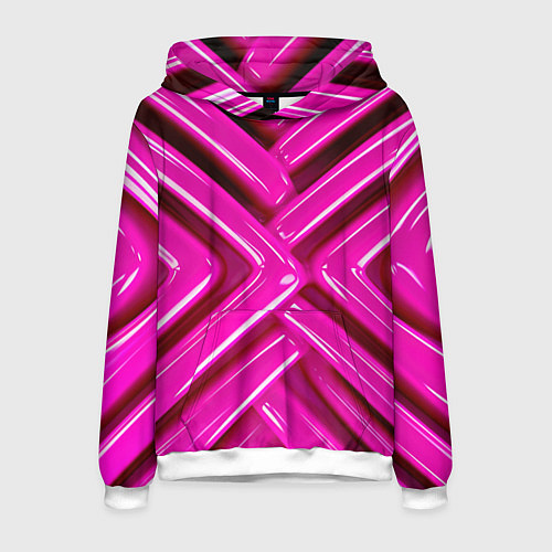 Мужская толстовка Розовые абстрактные трубочки / 3D-Белый – фото 1