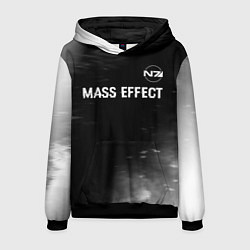 Толстовка-худи мужская Mass Effect glitch на темном фоне: символ сверху, цвет: 3D-черный