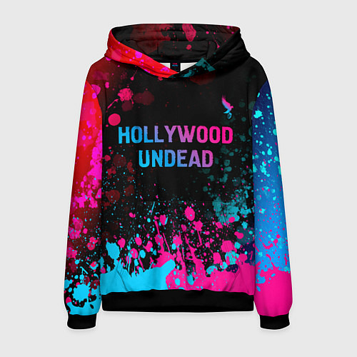 Мужская толстовка Hollywood Undead - neon gradient: символ сверху / 3D-Черный – фото 1