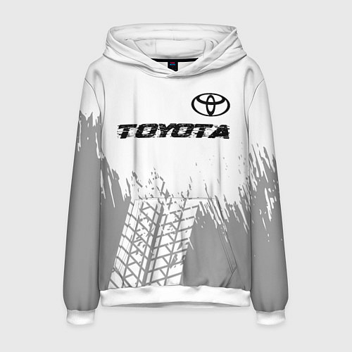 Мужская толстовка Toyota speed на светлом фоне со следами шин: симво / 3D-Белый – фото 1
