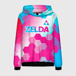 Мужская толстовка Zelda neon gradient style: символ сверху