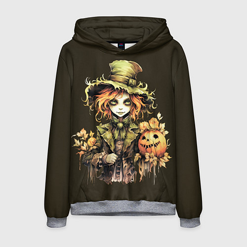 Мужская толстовка Рыжее чучело с тыквой на Хеллоуин / 3D-Меланж – фото 1