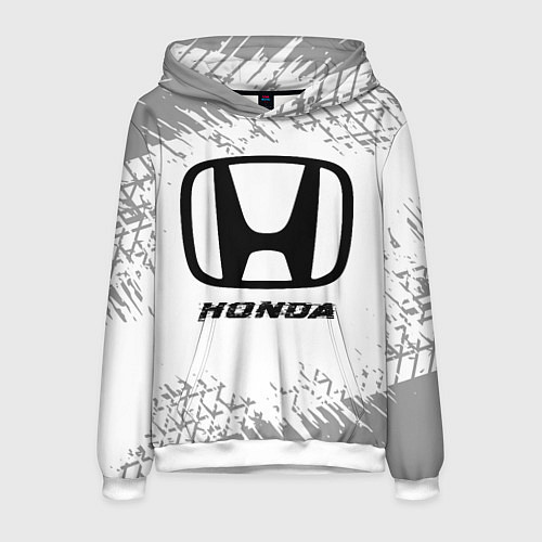 Мужская толстовка Honda speed на светлом фоне со следами шин / 3D-Белый – фото 1