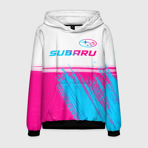 Мужская толстовка Subaru neon gradient style: символ сверху / 3D-Черный – фото 1