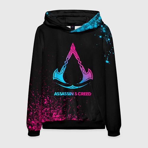 Мужская толстовка Assassins Creed - neon gradient / 3D-Черный – фото 1