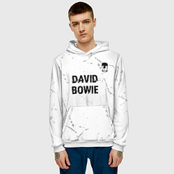 Толстовка-худи мужская David Bowie glitch на светлом фоне: символ сверху, цвет: 3D-белый — фото 2