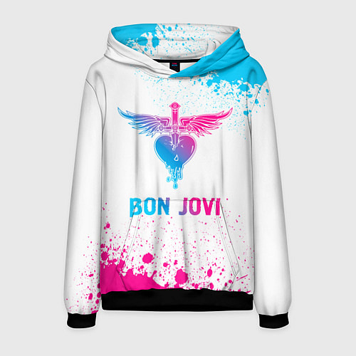 Мужская толстовка Bon Jovi neon gradient style / 3D-Черный – фото 1