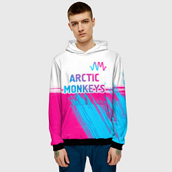 Толстовка-худи мужская Arctic Monkeys neon gradient style: символ сверху, цвет: 3D-черный — фото 2