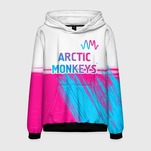 Мужская толстовка Arctic Monkeys neon gradient style: символ сверху / 3D-Черный – фото 1
