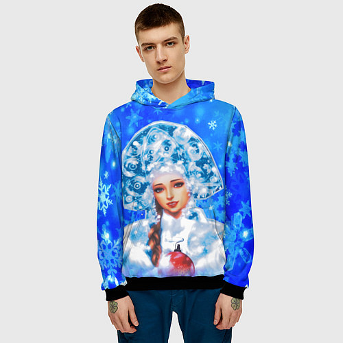Мужская толстовка Красивая русская снегурочка / 3D-Черный – фото 3