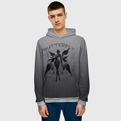Толстовка-худи мужская Dark butterfly, цвет: 3D-меланж — фото 2