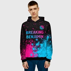 Толстовка-худи мужская Breaking Benjamin - neon gradient: символ сверху, цвет: 3D-черный — фото 2