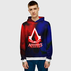 Толстовка-худи мужская Assassins Creed fire, цвет: 3D-белый — фото 2