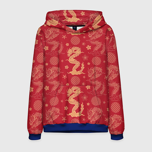 Мужская толстовка Азиатские драконы - классика / 3D-Синий – фото 1