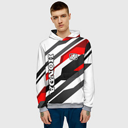 Толстовка-худи мужская Honda - red and white, цвет: 3D-меланж — фото 2
