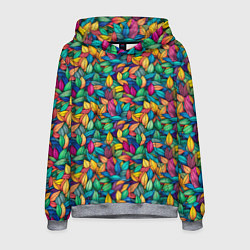 Толстовка-худи мужская Разноцветные листья рисунок паттерн, цвет: 3D-меланж