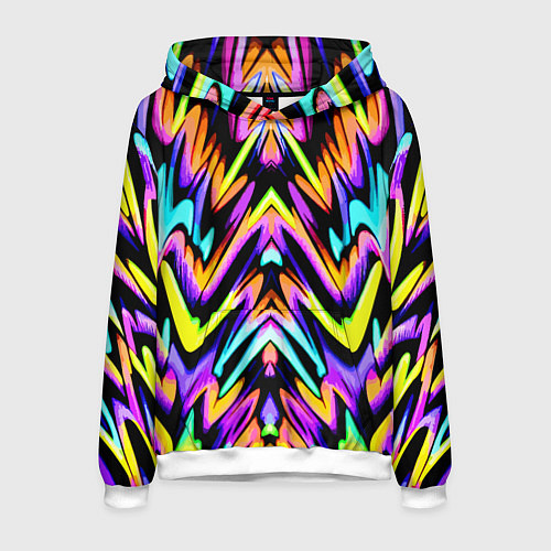 Мужская толстовка Красочный зеркальный паттерн - нейросеть / 3D-Белый – фото 1