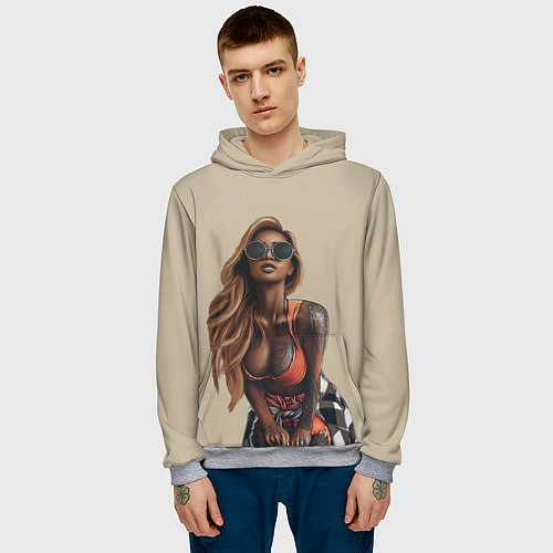 Мужская толстовка Девушка с тату / 3D-Меланж – фото 3